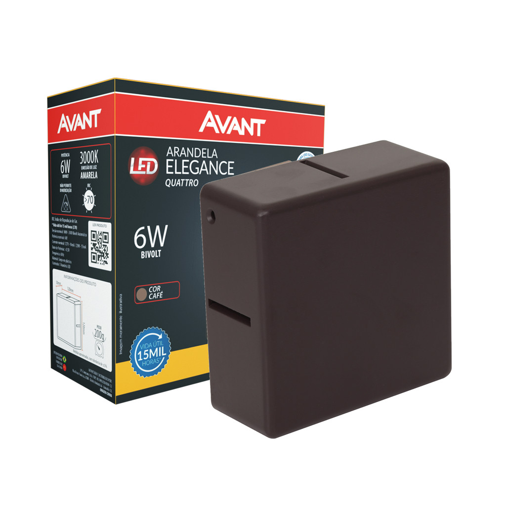 Arandela Led Externa Elegance Quattro 6w 3000K Cafe Avant Arandela Led Externa Elegance Quattro 6w 3000K Cafe Avant