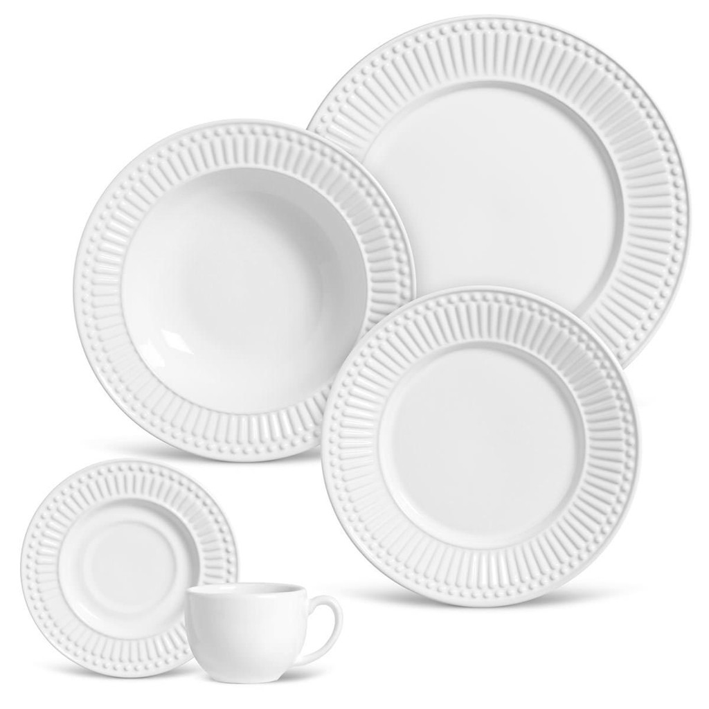 Porto Brasil Aparelho De Jantar 30 Peças Roma Branco Porto Brasil Aparelho De Jantar 30 Peças Roma Branco