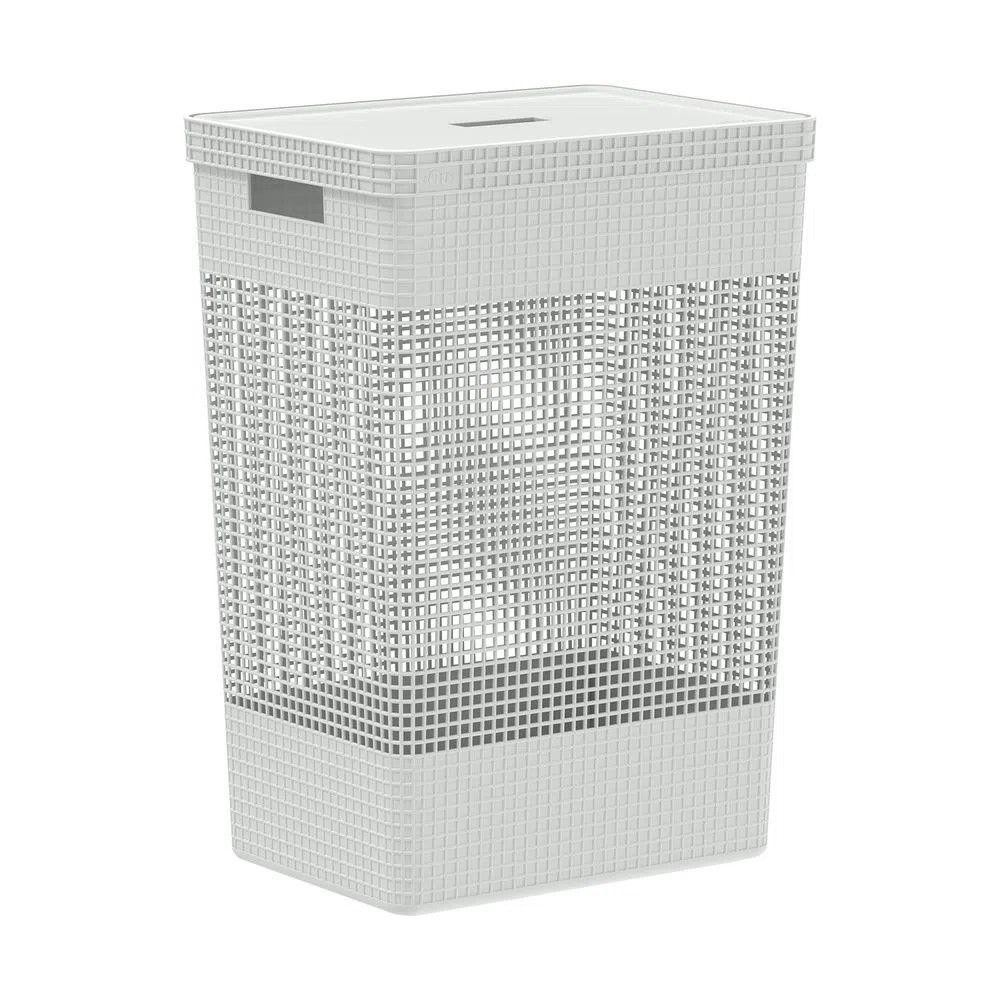 Cesto Roupa Grid Branco Oceano 49 L Tampa 38 X 28 X 55,2 Cm Cesto Roupa Grid Branco Oceano 49 L Tampa 38 X 28 X 55,2 Cm