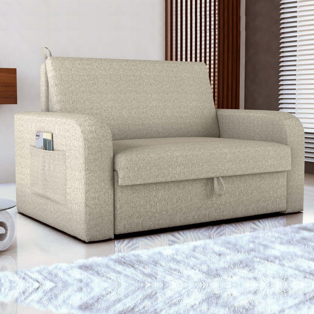 Sofá-Cama 140cm 2 Lugares com Baú Multimóveis CR45260 Sofá-Cama 140cm 2 Lugares com Baú Multimóveis CR45260