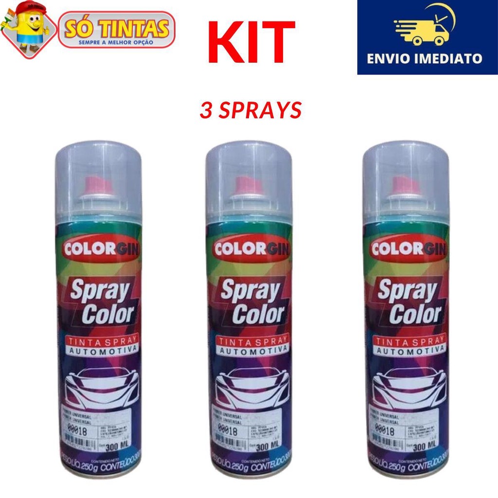 Kit com 3 Spray Primer Universal Colorgin 300ml Ótimo Poder de Enchimento – Uso Automotivo Kit com 3 Spray Primer Universal Colorgin 300ml Ótimo Poder de Enchimento – Uso Automotivo