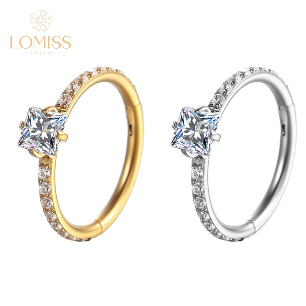 Lomiss Piercing Septril Rook Conch Argola Segmentada Aço Cirurgico Zircônia Pedra Quadrada Lomiss Piercing Septril Rook Conch Argola Segmentada Aço Cirurgico Zircônia Pedra Quadrada