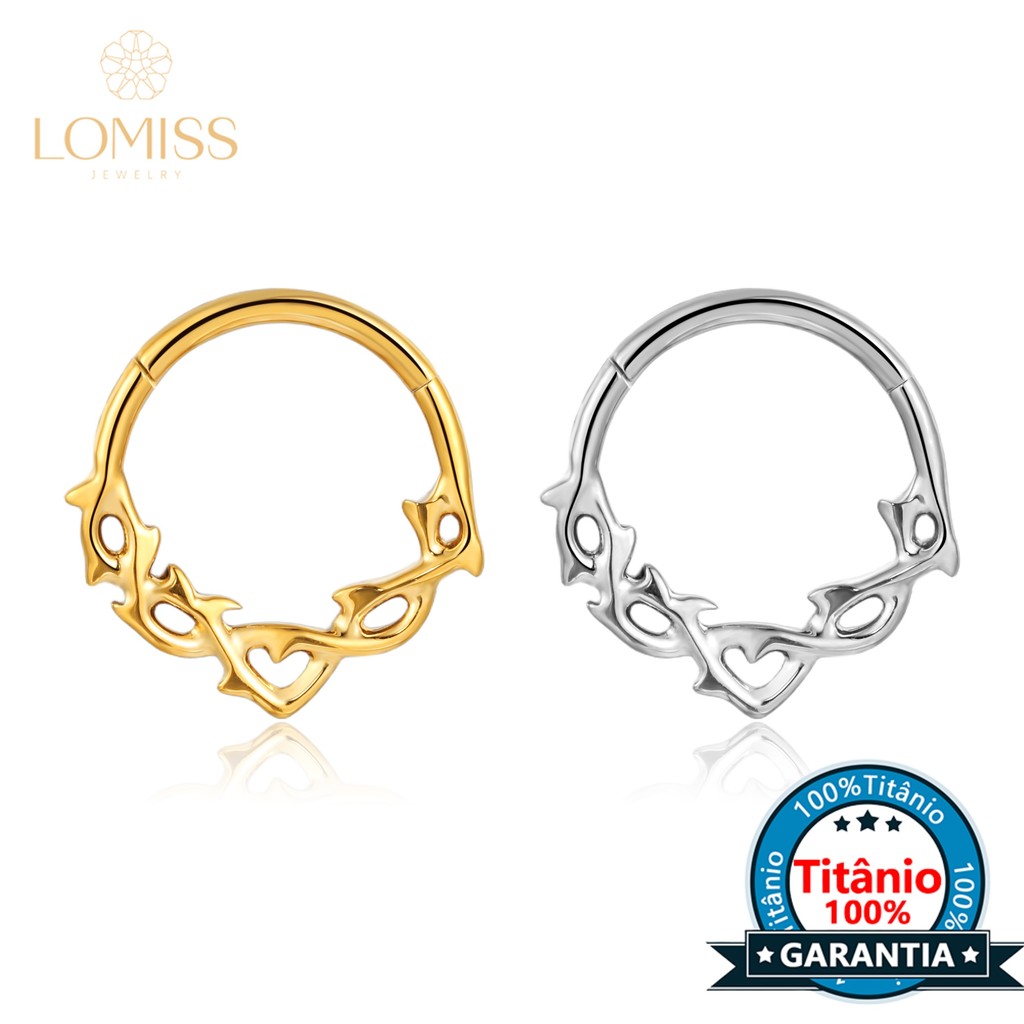 Piercing Argola Septril Rook Conch Nariz Titânio Detalhada Espinhos Piercing Argola Septril Rook Conch Nariz Titânio Detalhada Espinhos