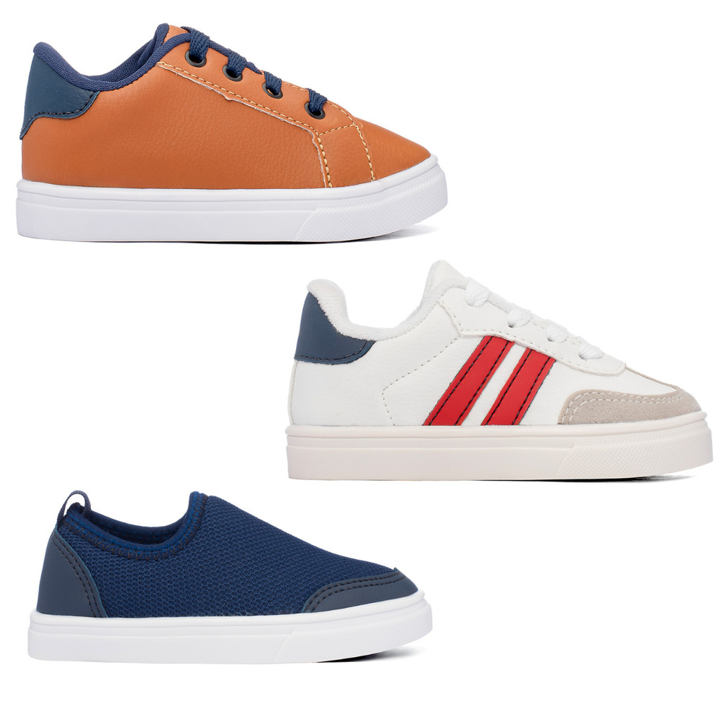 Combo Infantil Casual Moderno Menino 3 Pares My Funfy Kids 500A Combo Infantil Casual Moderno Menino 3 Pares My Funfy Kids 500A