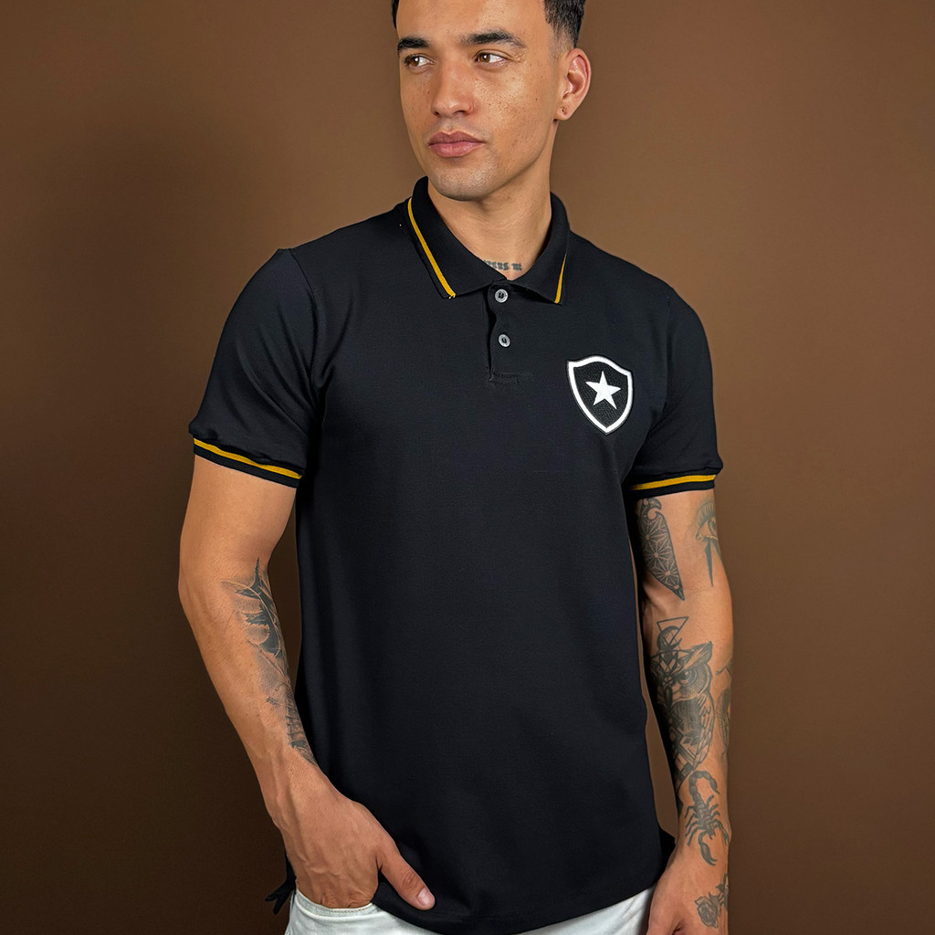 Camisa Botafogo Retrô Polo Ouro Masculina Oficial Camisa Botafogo Retrô Polo Ouro Masculina Oficial