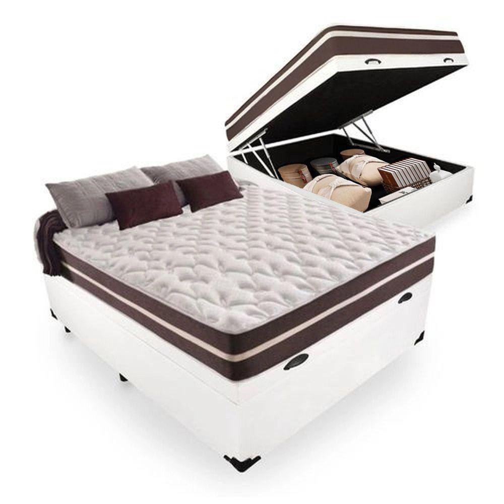 Cama Box Baú Casal + Colchão De Molas Prime Colchões Classic Superlastic 138x188x64 Branco Cama Box Baú Casal + Colchão De Molas Prime Colchões Classic Superlastic 138x188x64 Branco
