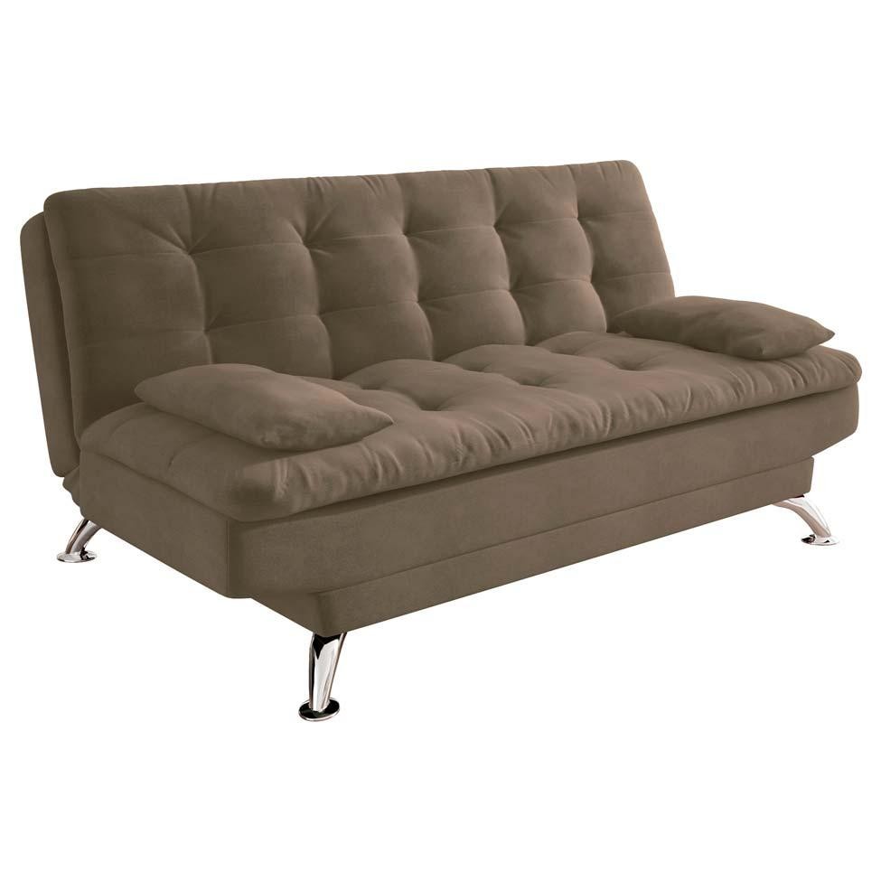 Sofá-Cama 3 Lugares Casal Premium Suede Marrom Sofá-Cama 3 Lugares Casal Premium Suede Marrom