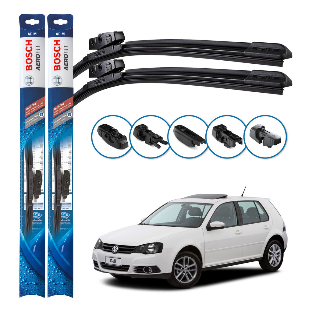 Par de Palhetas Limpador Parabrisa Multiclip Original Bosch Volkswagen Golf 2008 A 2013 Par de Palhetas Limpador Parabrisa Multiclip Original Bosch Volkswagen Golf 2008 A 2013