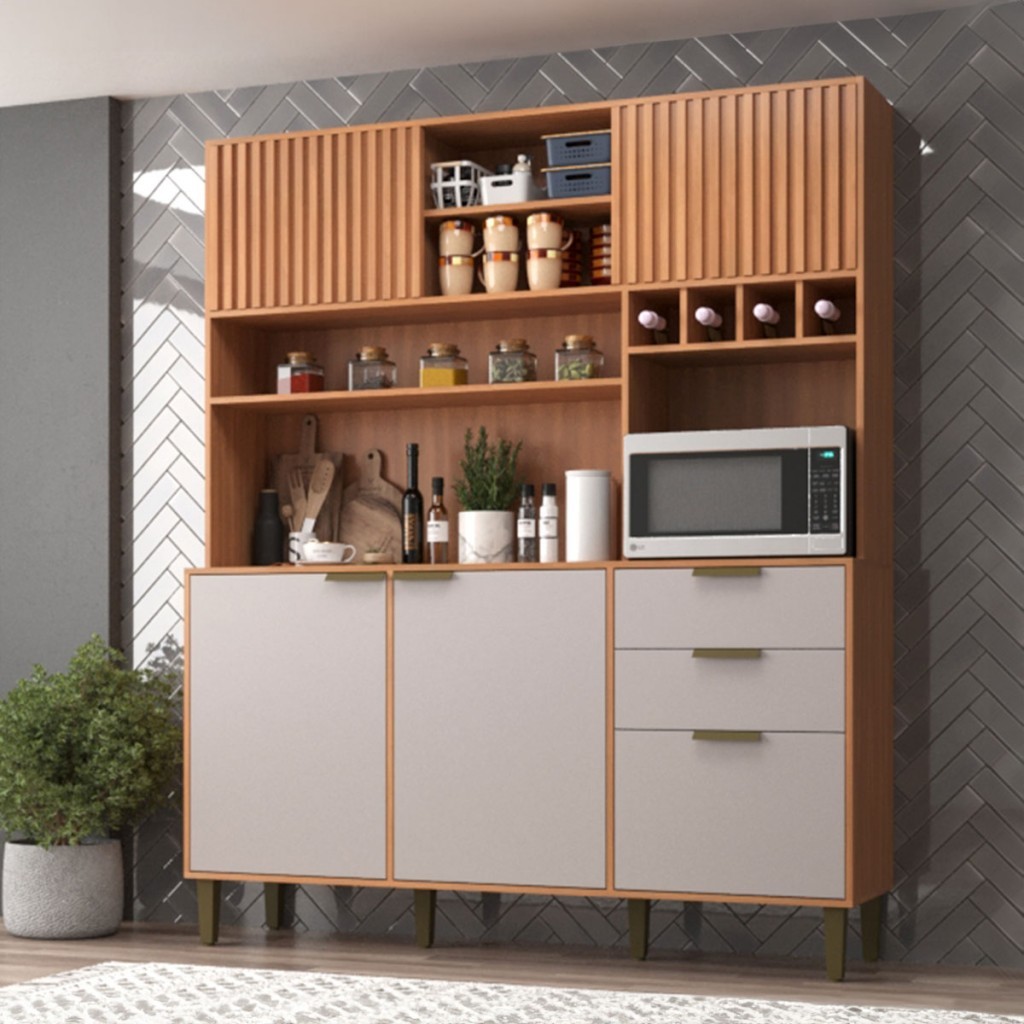 Cozinha Compacta Melissa 5 Portas 2 Gavetas Ripado Freijó/Fumê – Jcarvalho Cozinha Compacta Melissa 5 Portas 2 Gavetas Ripado Freijó/Fumê – Jcarvalho