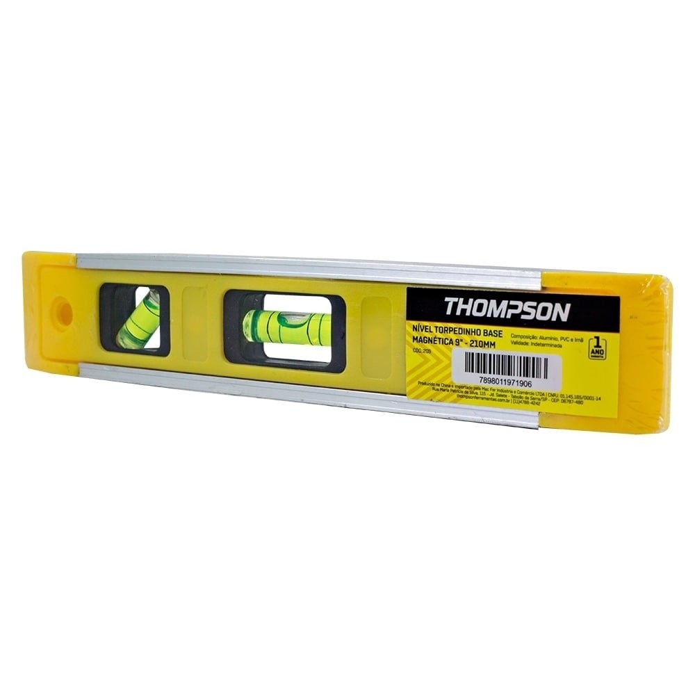 Nível Torpedinho Thompson  Base Magnética 9P 210mm