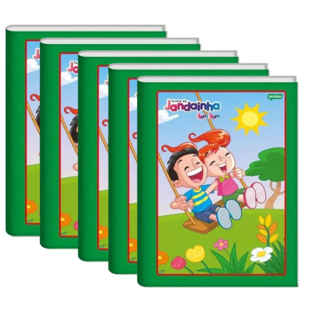 Caderno Brochura Bem Bom Verde Capa Dura 80 Folhas Jandainha com Pauta 1,2,3 Caderno Brochura Bem Bom Verde Capa Dura 80 Folhas Jandainha com Pauta 1,2,3