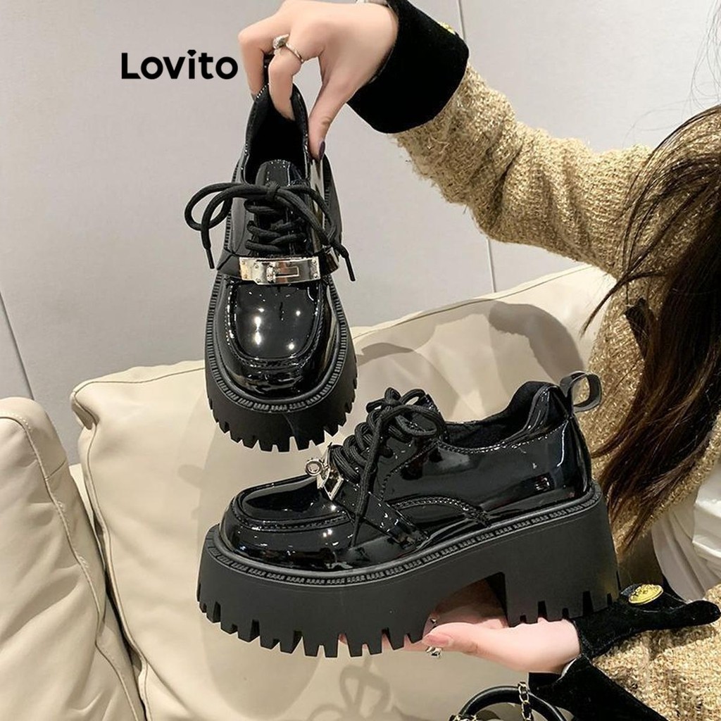 (Trendy) Lovito Fivela Casual de Metal liso Mary Janes para mulheres LFA66235 (Trendy) Lovito Fivela Casual de Metal liso Mary Janes para mulheres LFA66235