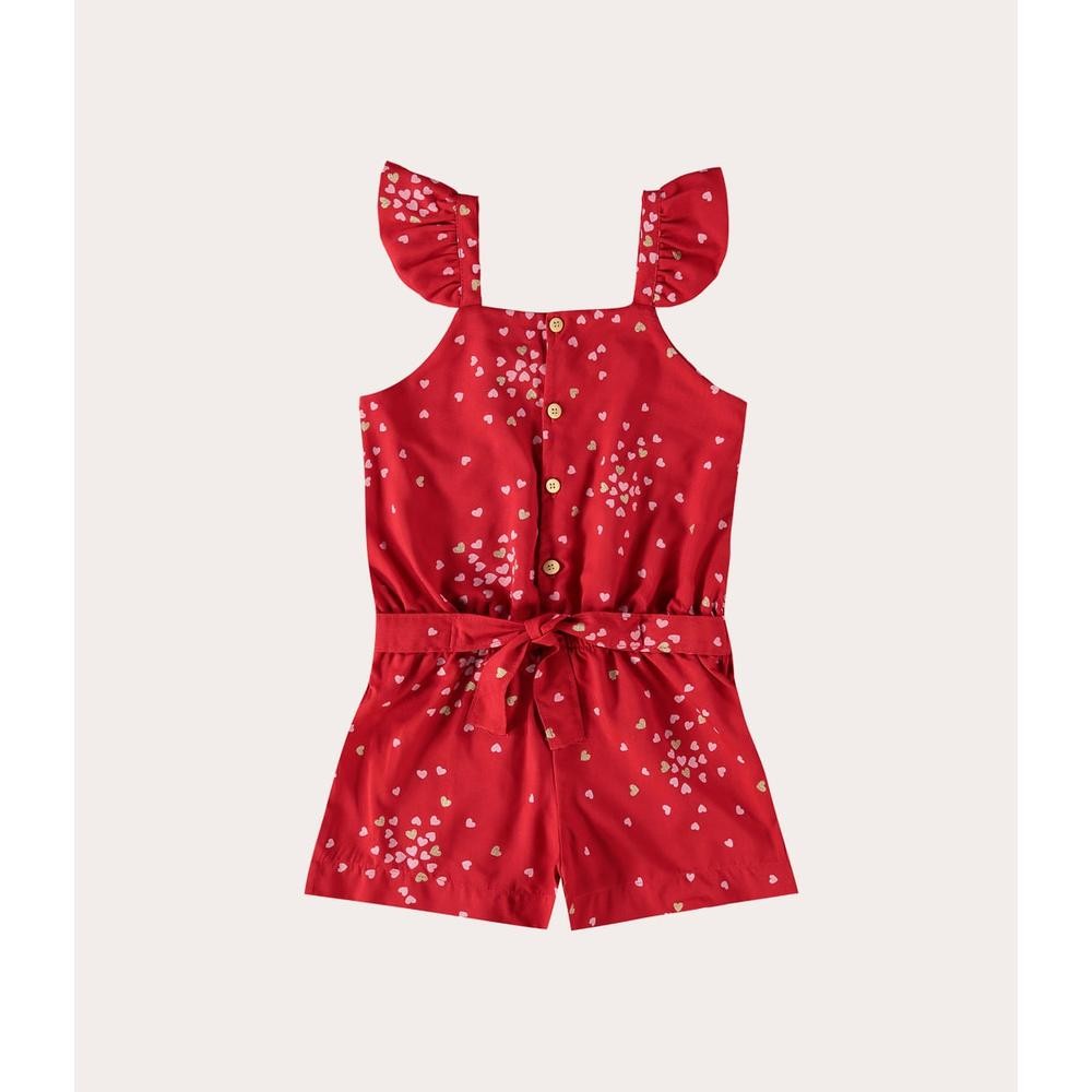 Macacão Infantil Menina Estampado Em Viscose Malwee Kids Macacão Infantil Menina Estampado Em Viscose Malwee Kids