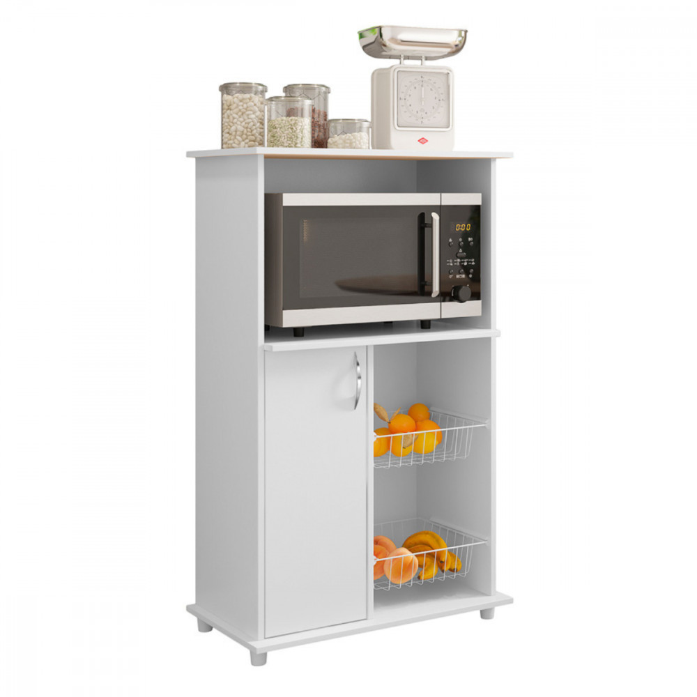 Balcão de Cozinha Balli 1 Porta Branco Brilho New com 2 Cestos Notável Balcão de Cozinha Balli 1 Porta Branco Brilho New com 2 Cestos Notável