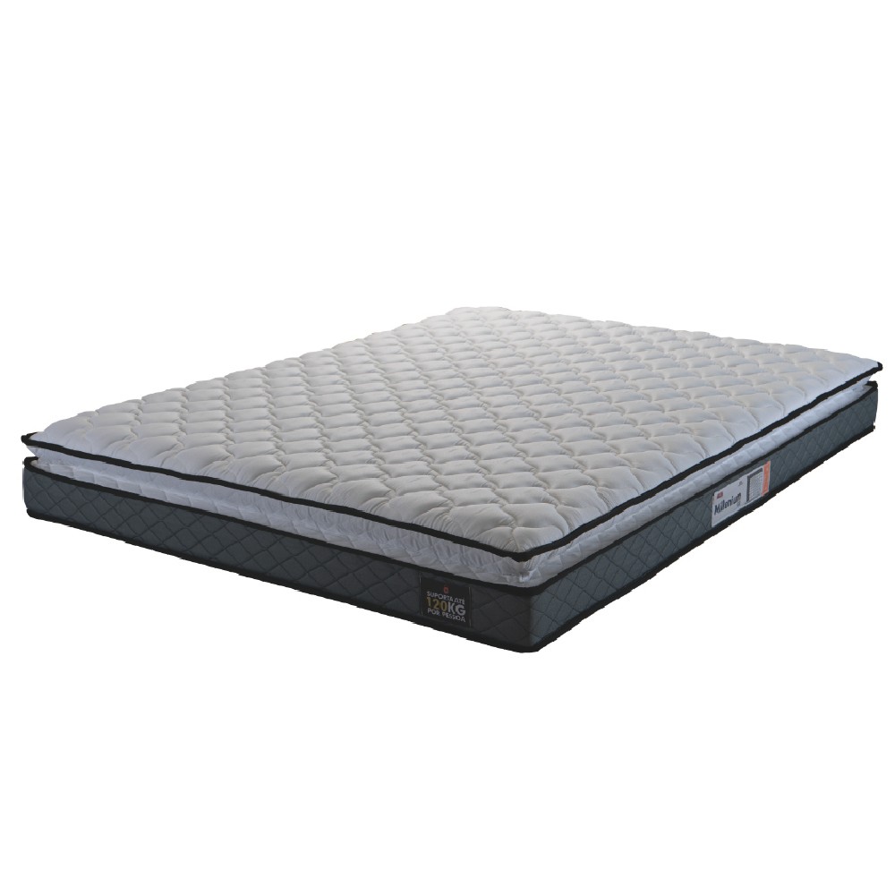Colchão Casal Queen Espuma D33 Pillow Top Millenium 158x198x19cm Cinza/Branco Hellen Colchão Casal Queen Espuma D33 Pillow Top Millenium 158x198x19cm Cinza/Branco Hellen