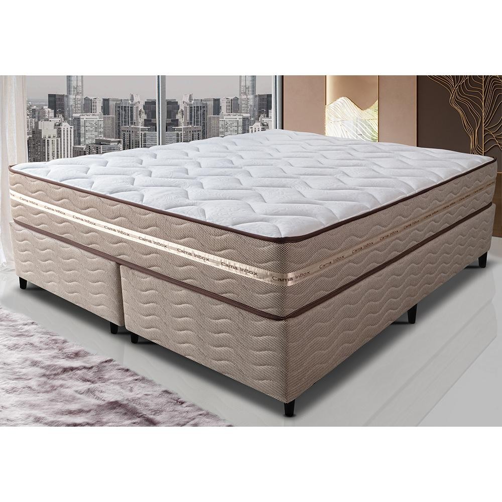 Cama Box Super King (Colchão + Box) 193x203x60 de Molas Ensacadas Cama inBox Smart Gold Bege Cama Box Super King (Colchão + Box) 193x203x60 de Molas Ensacadas Cama inBox Smart Gold Bege