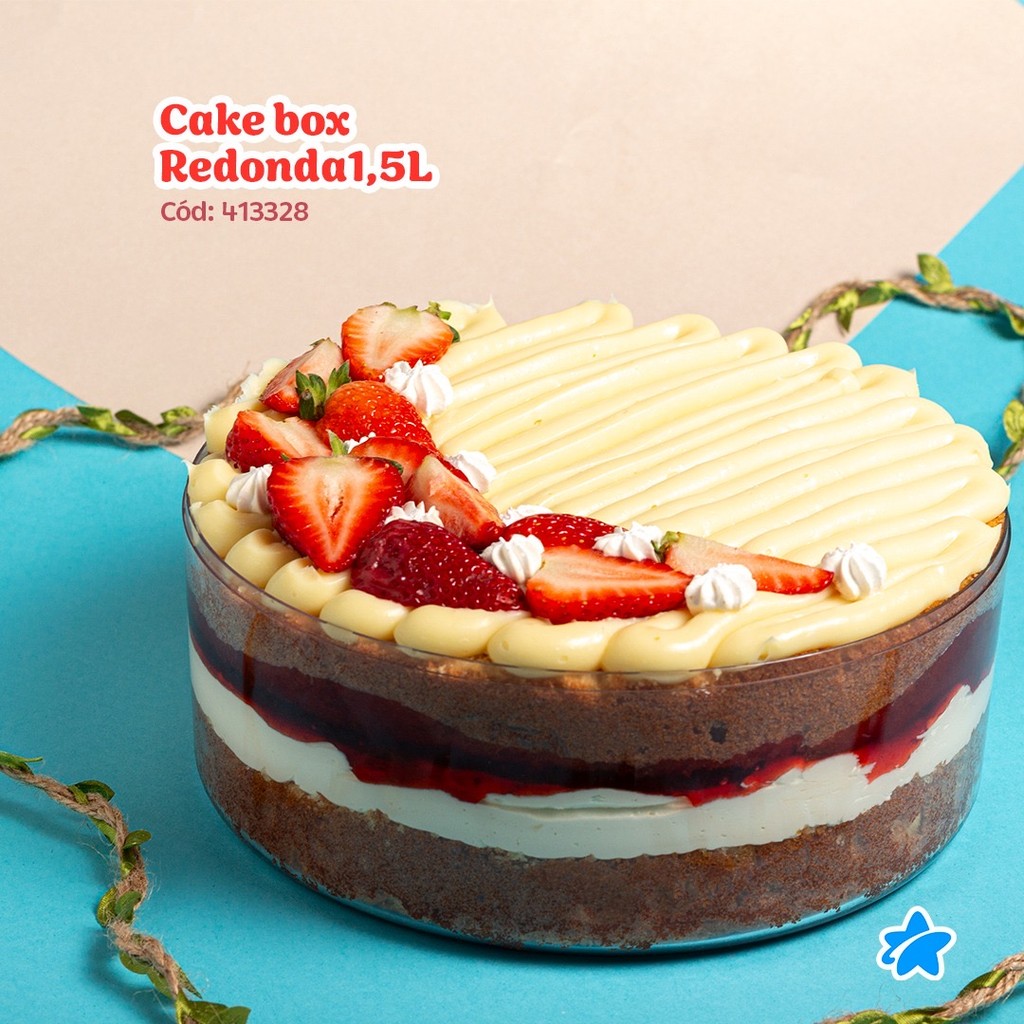 5 CAKE BOX REDONDA G Com Tampa 2.000 Ml 5 CAKE BOX REDONDA G Com Tampa 2.000 Ml