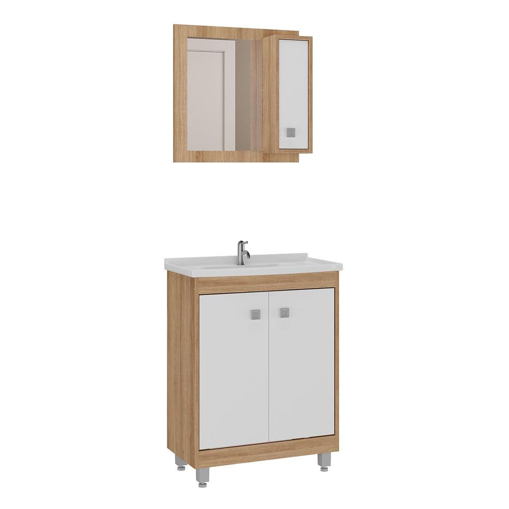 Gabinete Banheiro com Cuba e Espelheira 60cm Multimóveis VCR10058 Gabinete Banheiro com Cuba e Espelheira 60cm Multimóveis VCR10058