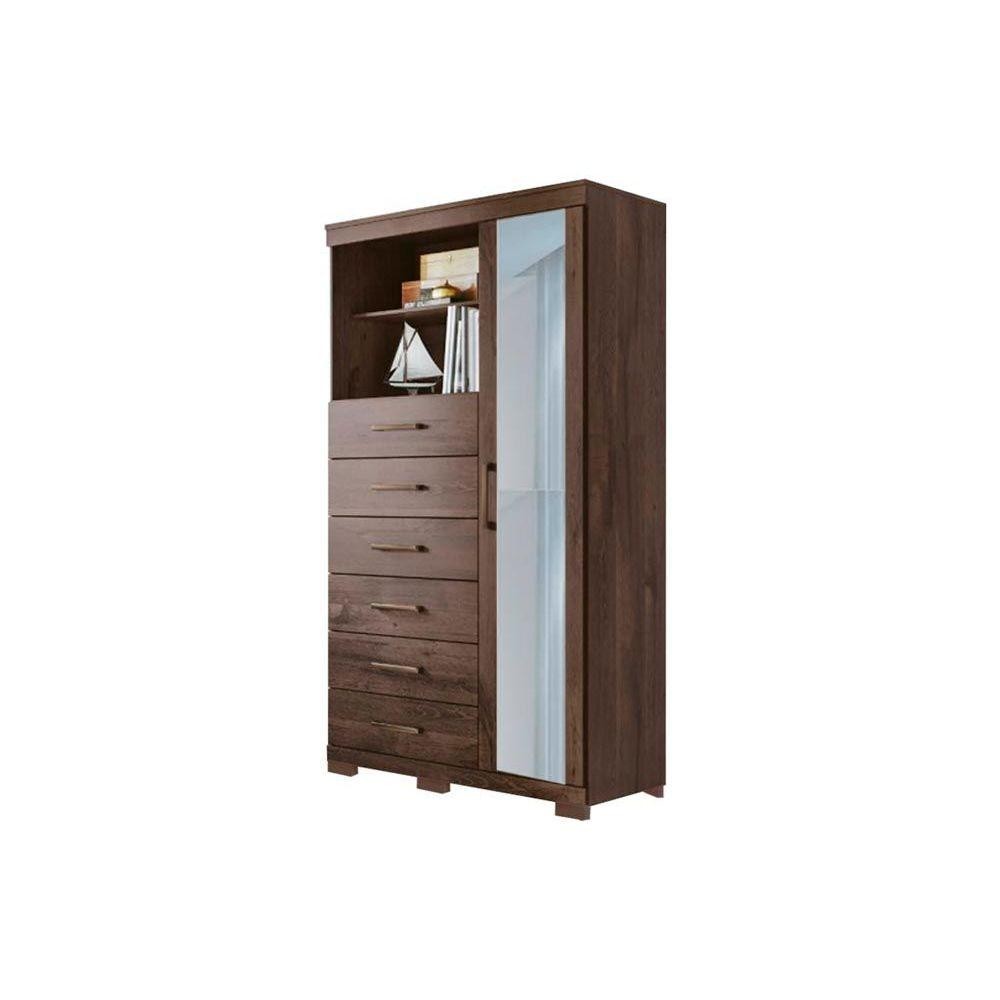 Cômoda de Quarto Marabá 1.6 c/ 1 Porta 2 Nichos e 6 Gavetas c/ Espelho e Pés Ébano – Santos Andirá Cômoda de Quarto Marabá 1.6 c/ 1 Porta 2 Nichos e 6 Gavetas c/ Espelho e Pés Ébano – Santos Andirá
