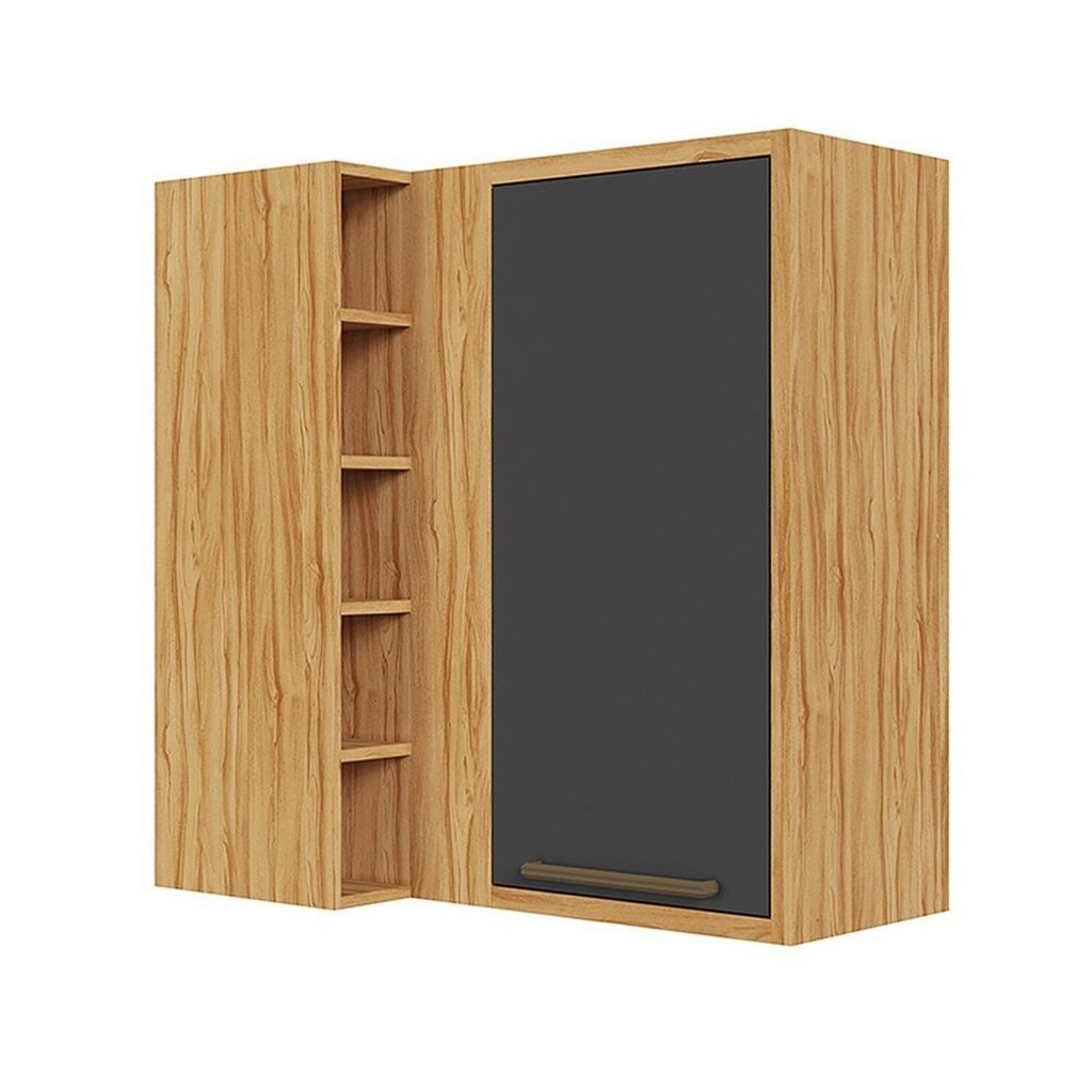 Armário Aéreo de Cozinha Canto Reto com 1 Porta e Mini Adega 100% Mdf Vicenza Espresso Móveis Armário Aéreo de Cozinha Canto Reto com 1 Porta e Mini Adega 100% Mdf Vicenza Espresso Móveis