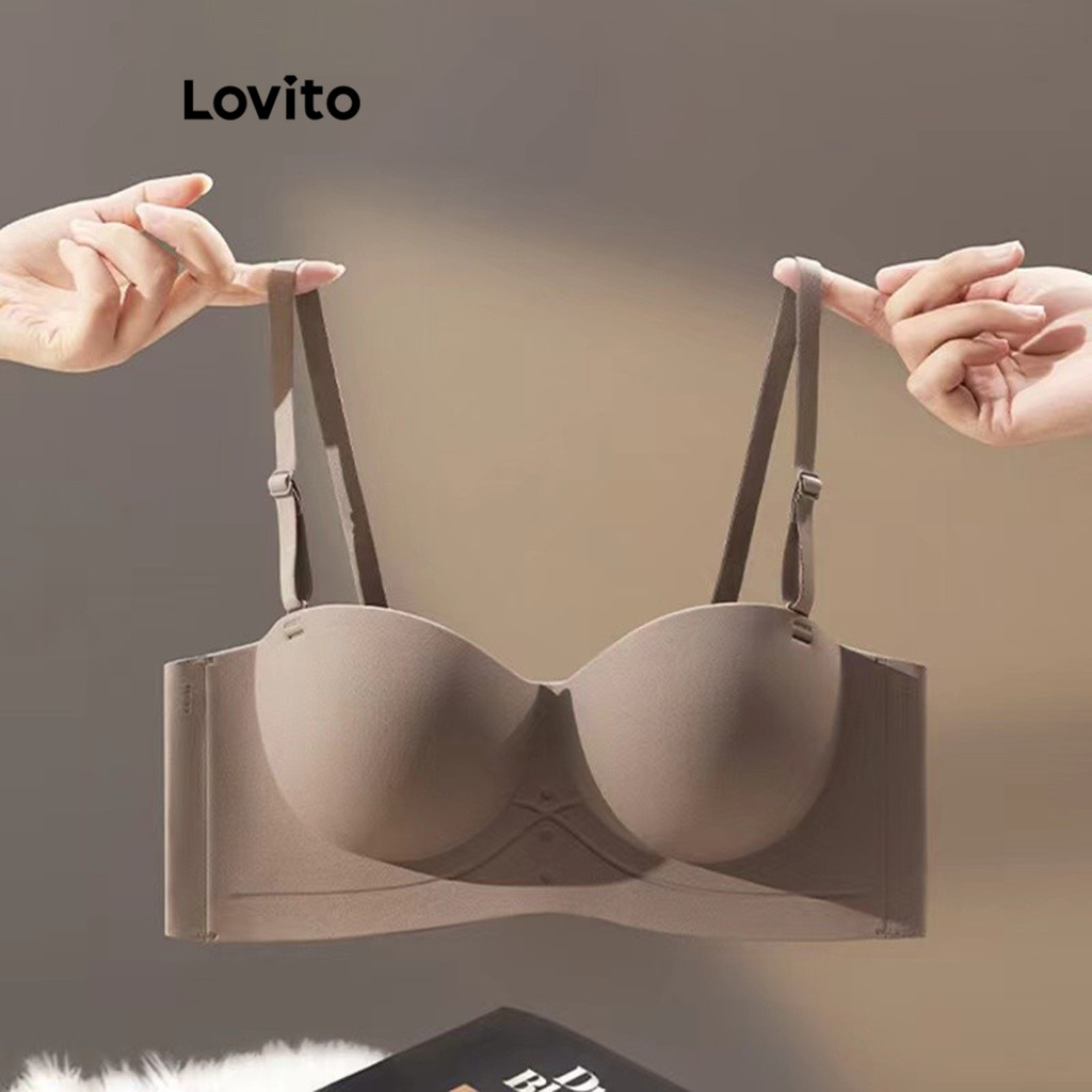 (Trendy) Lovito Bralette Casual Liso Básico Para Mulheres LNE37064 (Trendy) Lovito Bralette Casual Liso Básico Para Mulheres LNE37064