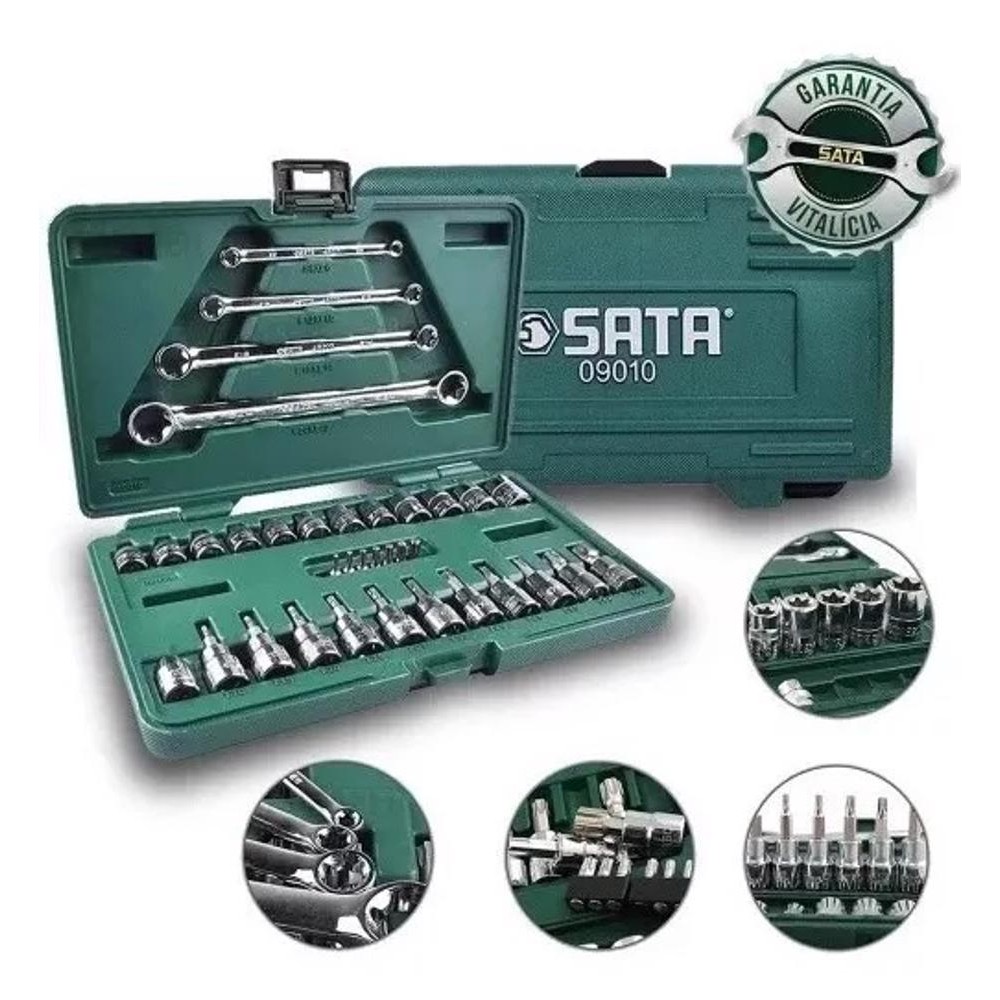 Jogo De Soquetes E Chaves Torx 35 Peças Ferramentas Sata Jogo De Soquetes E Chaves Torx 35 Peças Ferramentas Sata