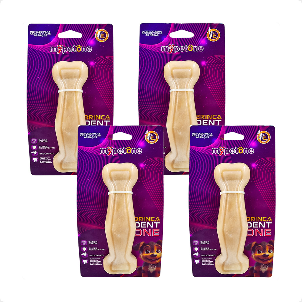 Kit 4 Brinquedo Osso Bamboo Brinca Dent One Sabor Bacon – I – Grande Kit 4 Brinquedo Osso Bamboo Brinca Dent One Sabor Bacon – I – Grande