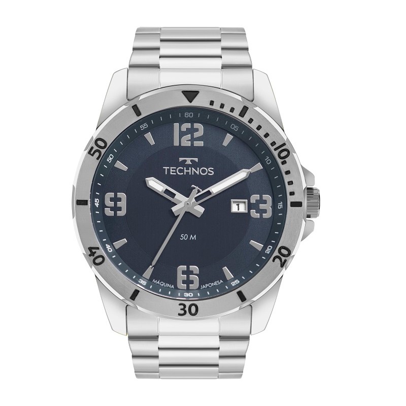 Relógio Masculino Technos Analógico Prata Militar 2115MYN/1A Calendário Relógio Masculino Technos Analógico Prata Militar 2115MYN/1A Calendário