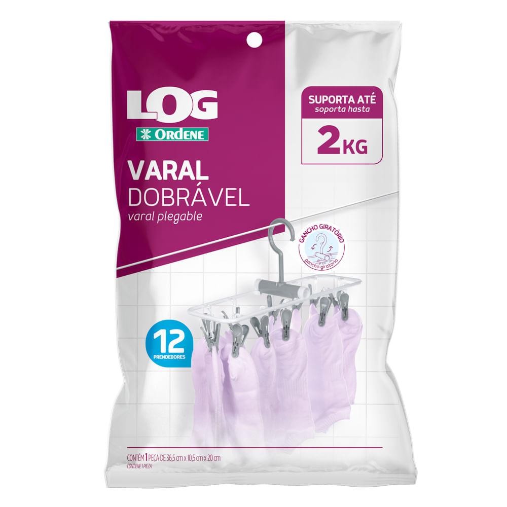 Varal Dobrável com 12 Prendedores Log Ordene Varal Dobrável com 12 Prendedores Log Ordene