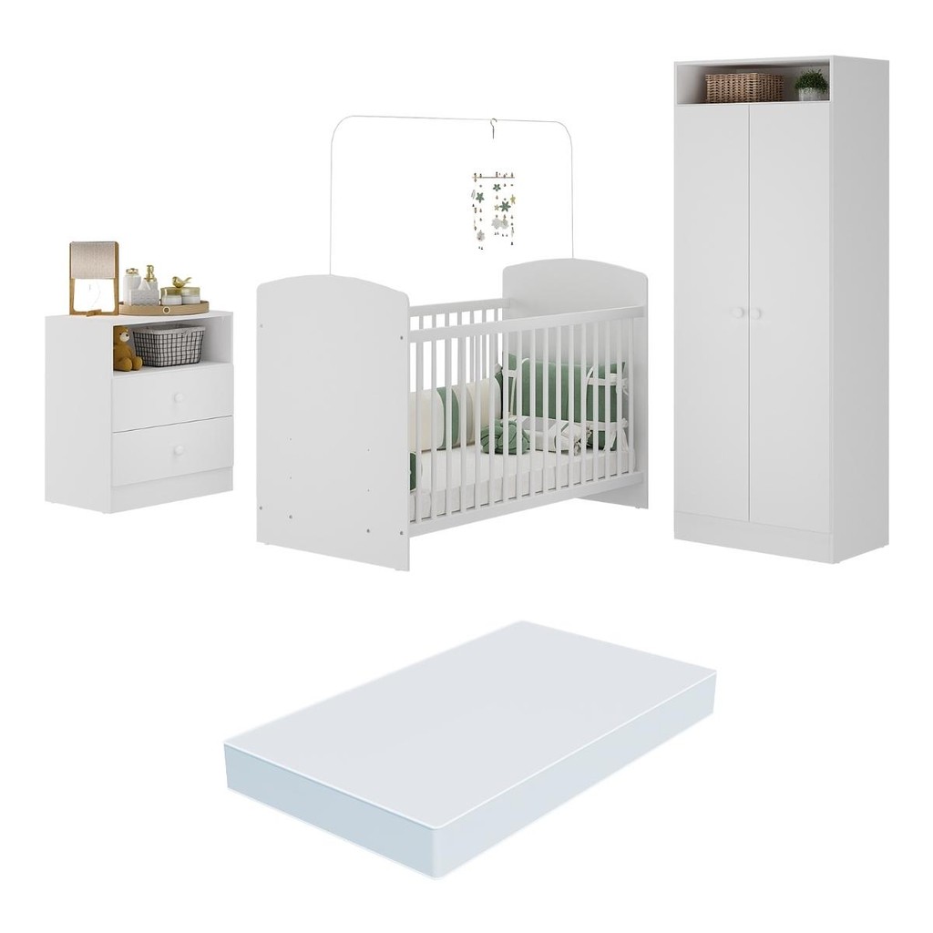 Quarto Infantil Completo Com Colchão Incluso Doçura Multimóveis Branco Quarto Infantil Completo Com Colchão Incluso Doçura Multimóveis Branco