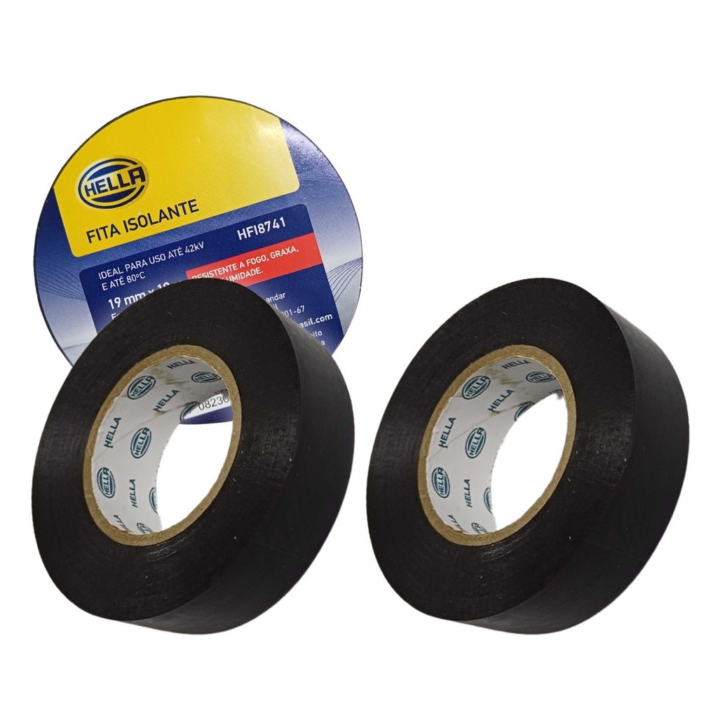 Par Fita Isolante 19mm 10m Resistente Fogo Umidade Hella Par Fita Isolante 19mm 10m Resistente Fogo Umidade Hella