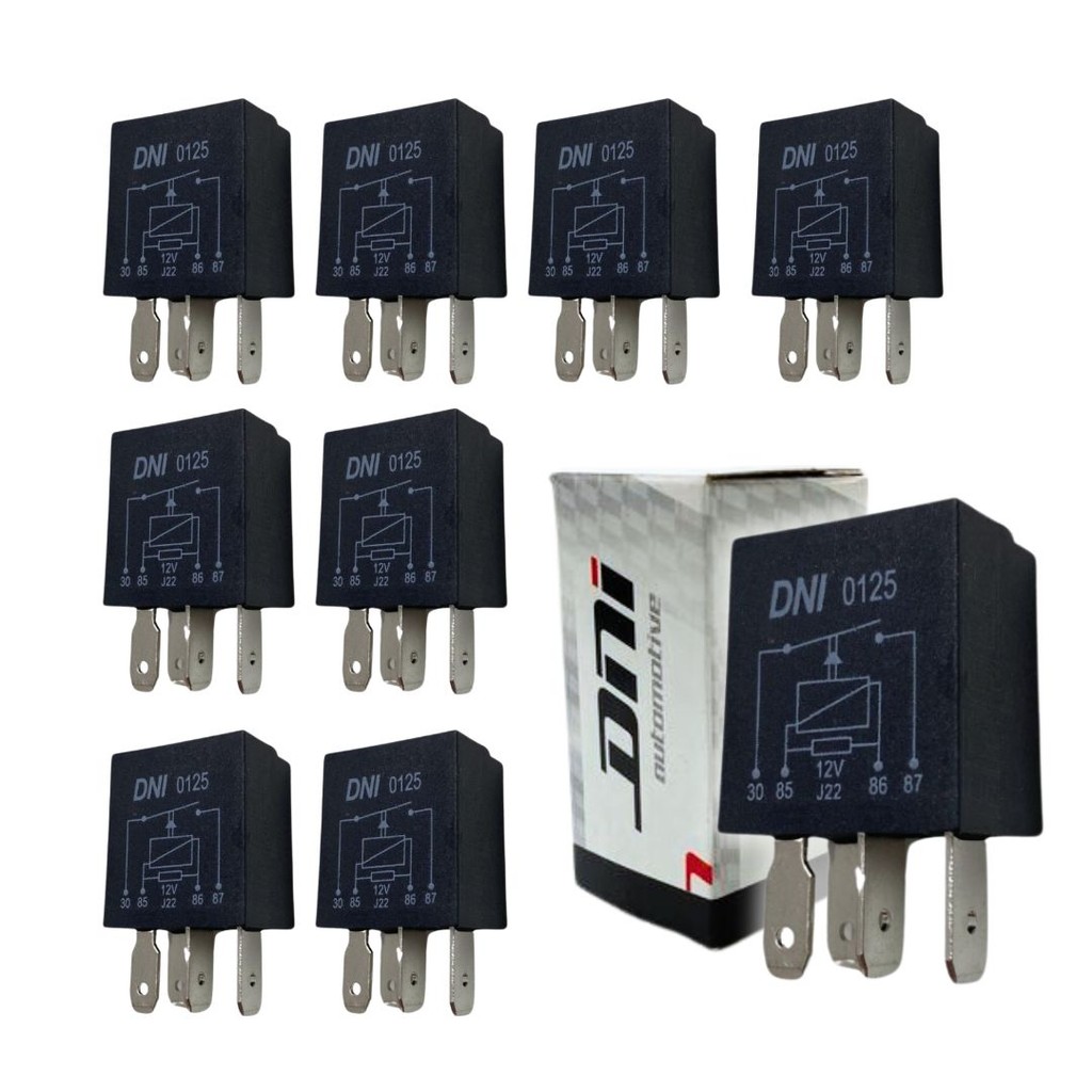Kit 10 Mini Rele Auxiliar 12V 40 Amperes Resistor 4 Pinos Para Automóveis Universal DNI0125 Kit 10 Mini Rele Auxiliar 12V 40 Amperes Resistor 4 Pinos Para Automóveis Universal DNI0125