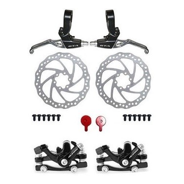 Kit Freio Disco Mecanico 160mm Bike Com Manetes Aluminio Kit Freio Disco Mecanico 160mm Bike Com Manetes Aluminio
