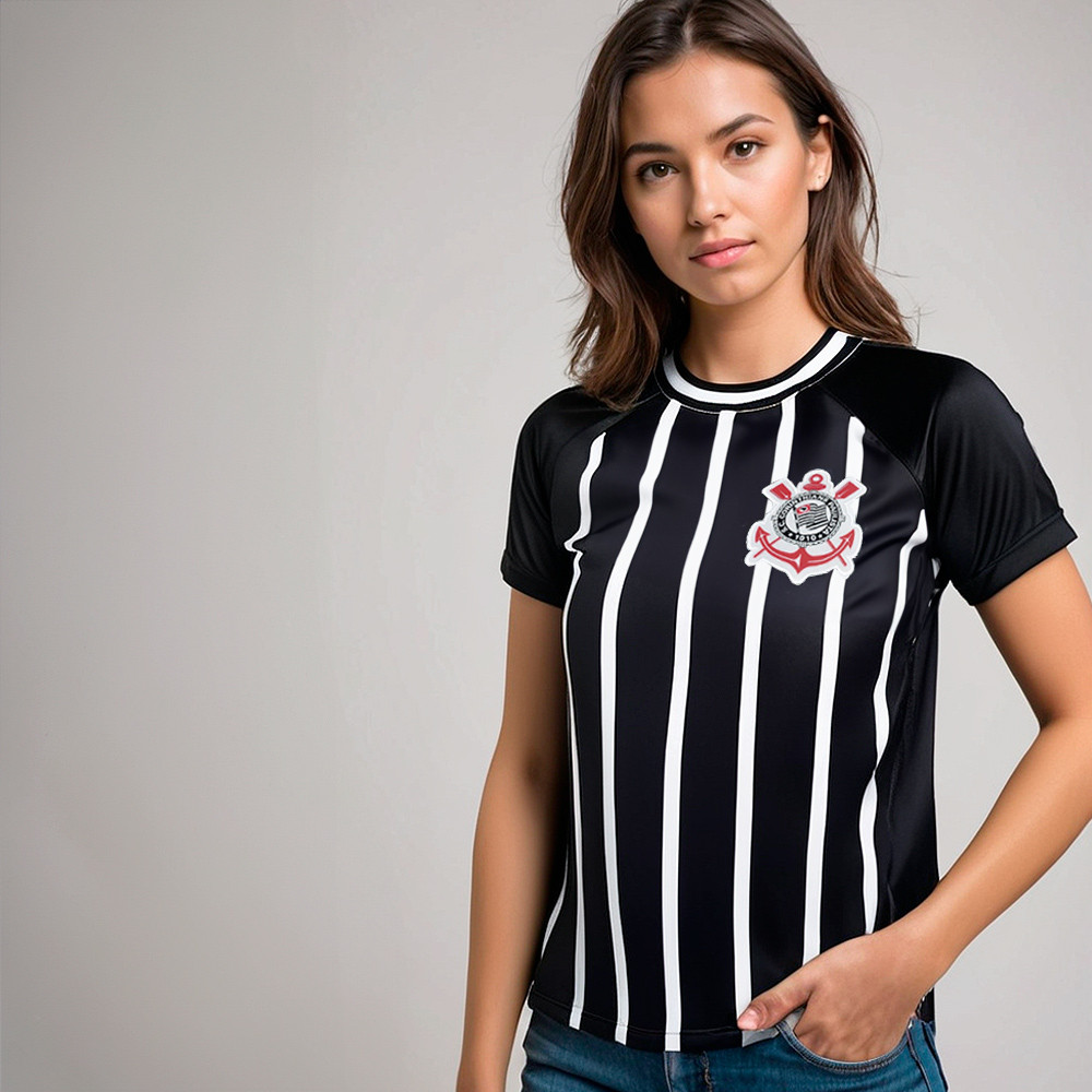 Camisa Corinthians Torcedora Clássica Dry Feminina Oficial Camisa Corinthians Torcedora Clássica Dry Feminina Oficial