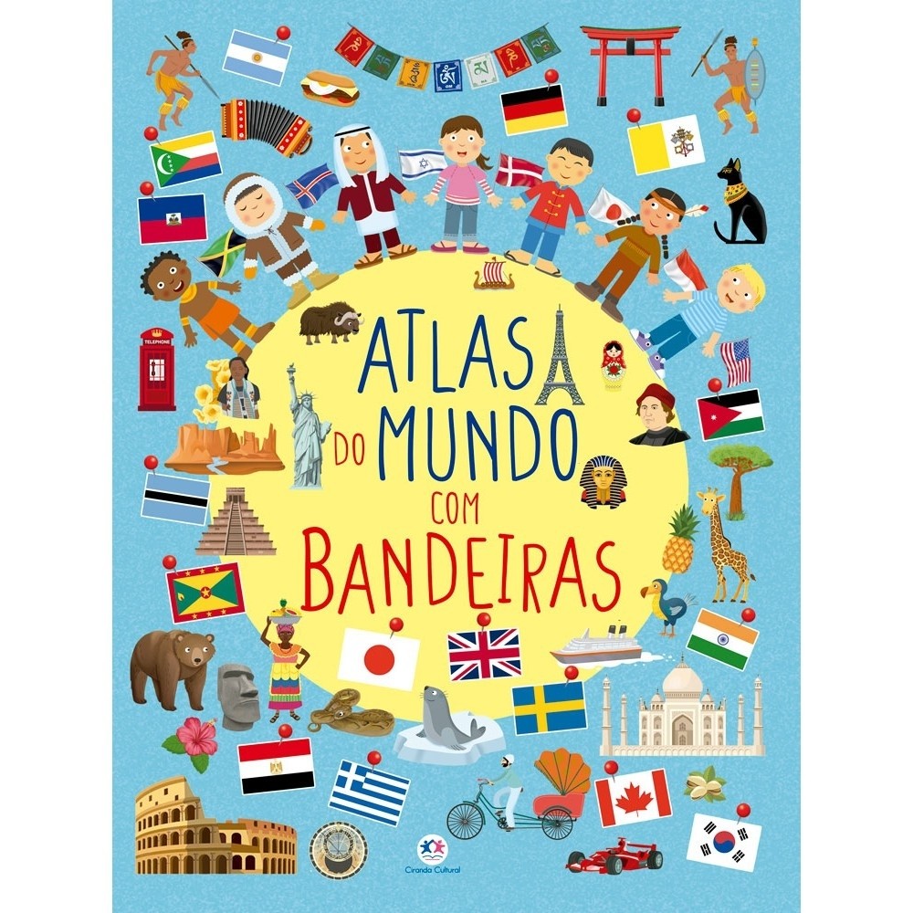 Livro Capa dura Atlas do mundo com bandeiras Livro Capa dura Atlas do mundo com bandeiras