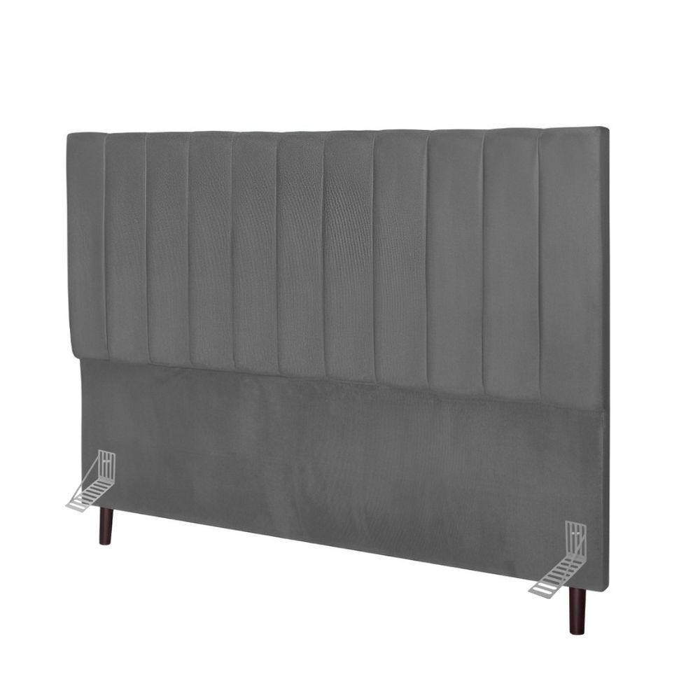 Cabeceira Estofada Cama Queen 160 Cm Luísa Suede E Frame Cor:cinza Cabeceira Estofada Cama Queen 160 Cm Luísa Suede E Frame Cor:cinza