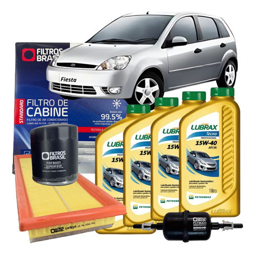 Kit Revisão Óleo e Filtos – Ford Fiesta 1.6 2005 2006 2007 2008 2009 2010 2011 2012 2013 2014 Lubrax Kit Revisão Óleo e Filtos – Ford Fiesta 1.6 2005 2006 2007 2008 2009 2010 2011 2012 2013 2014 Lubrax