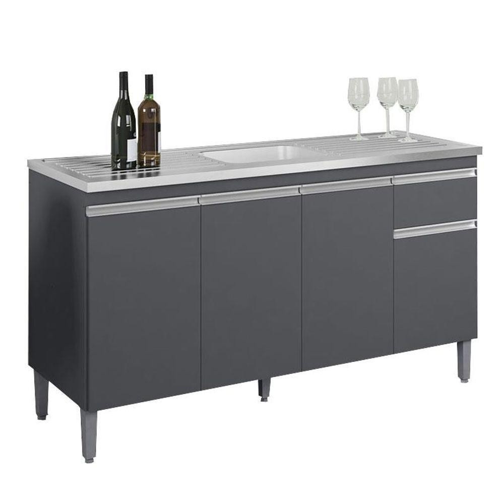 Balcão De Pia Tatiane 145 Cm Cinza Fosco – Ajl Balcão De Pia Tatiane 145 Cm Cinza Fosco – Ajl