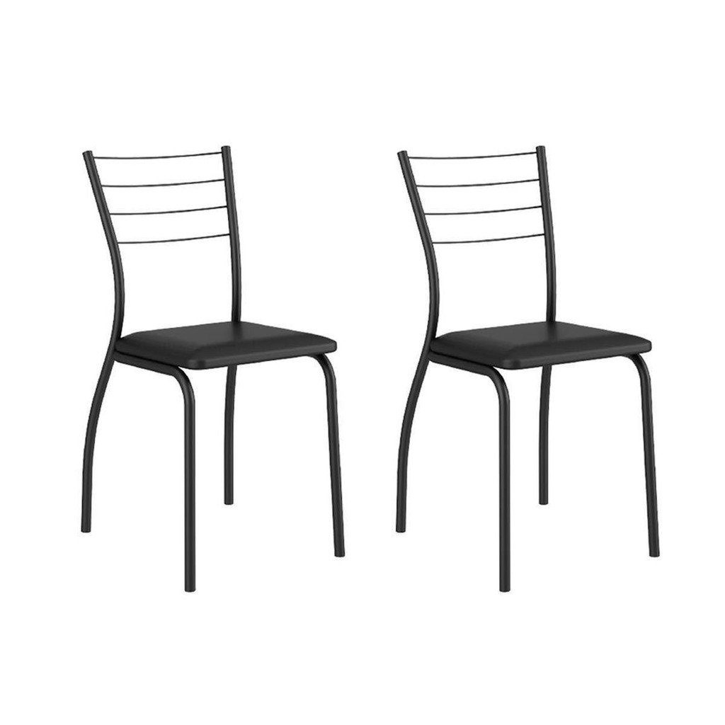Cadeira Sala de Jantar 1700 Kit Aço 2 Uni Preto/Courano Preto – Carraro Cadeira Sala de Jantar 1700 Kit Aço 2 Uni Preto/Courano Preto – Carraro