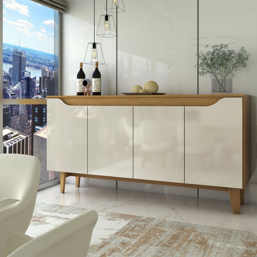 Aparador Buffet Royal 4 Portas Nature/Off White – Panorama Móveis Aparador Buffet Royal 4 Portas Nature/Off White – Panorama Móveis