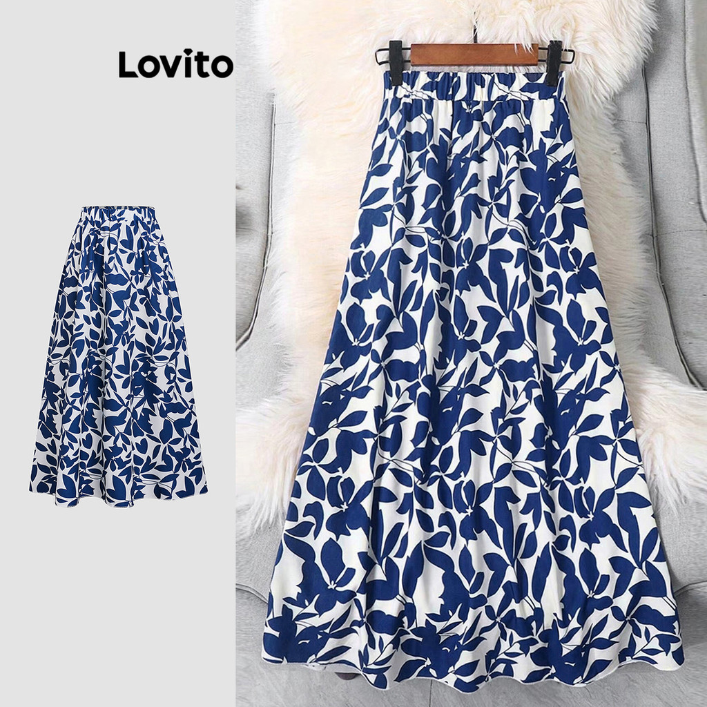 (Trendy) Lovito Saias Elegantes Com Estampa Floral Para Mulheres L118ED017 (Trendy) Lovito Saias Elegantes Com Estampa Floral Para Mulheres L118ED017