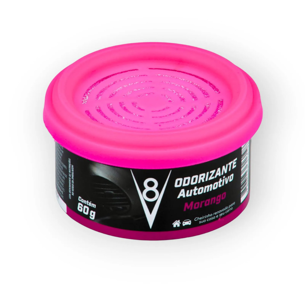 Odorizador Pote Morango 60G V8 – Prático e Discreto Odorizador Pote Morango 60G V8 – Prático e Discreto