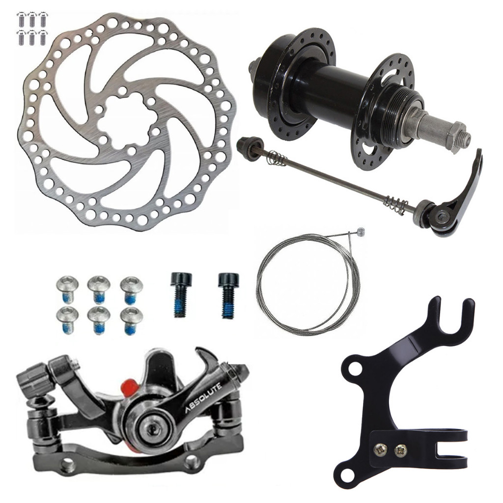 KIt Freio A Disco Para Bicicletas Com Cubo Pinça Adaptador e Cabo varias opções Dianteiro Traseiro KIt Freio A Disco Para Bicicletas Com Cubo Pinça Adaptador e Cabo varias opções Dianteiro Traseiro