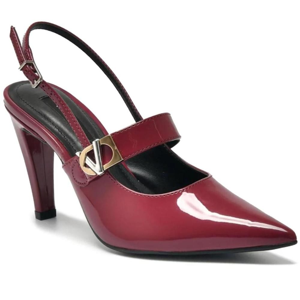 Scarpin Via Marte Salto Médio Detalhe Verniz Feminino – Vinho Scarpin Via Marte Salto Médio Detalhe Verniz Feminino – Vinho