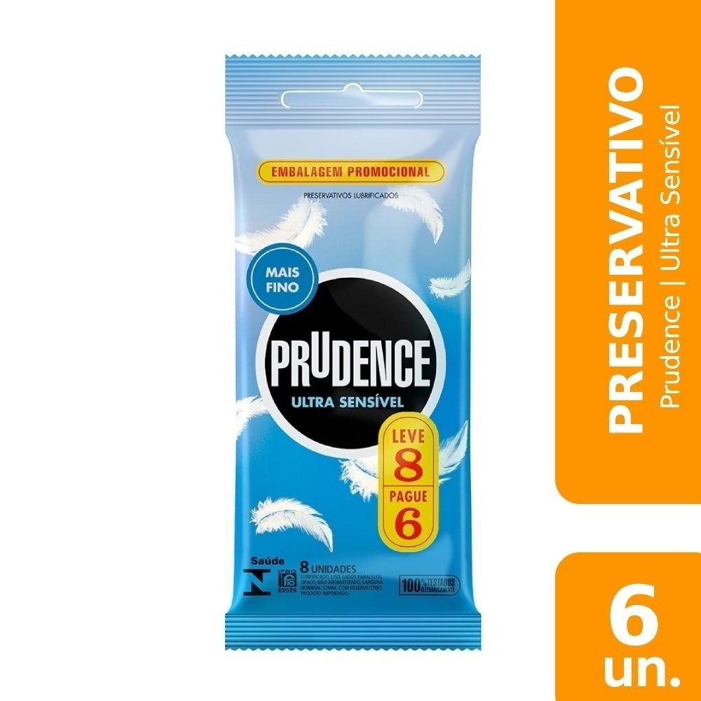 Preservativo Prudence Ultra Sensível – 6 Embalagens com 8 unidades – Promoção Leve 8 e Pague 6 Preservativo Prudence Ultra Sensível – 6 Embalagens com 8 unidades – Promoção Leve 8 e Pague 6