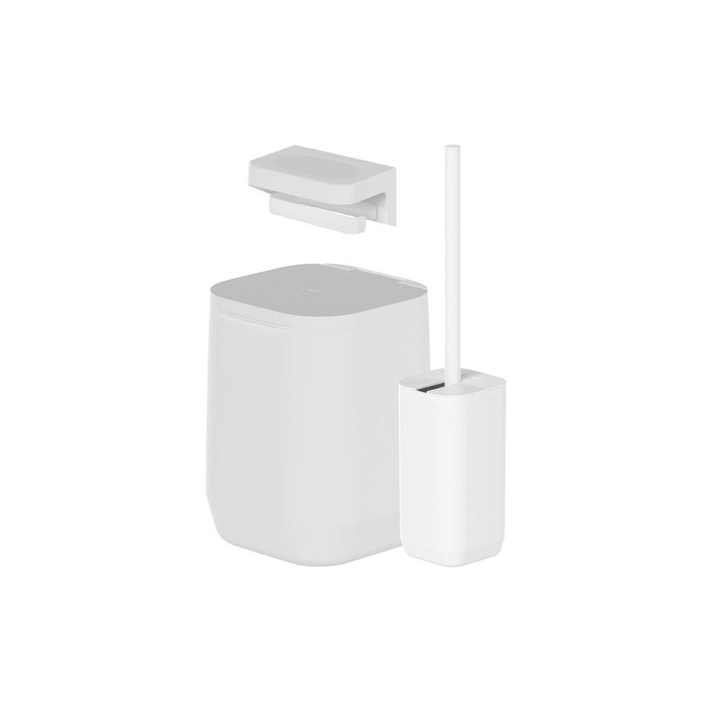 Kit de banheiro com lixeira de piso/parede Ou 3 peças Aura Branco Kit de banheiro com lixeira de piso/parede Ou 3 peças Aura Branco