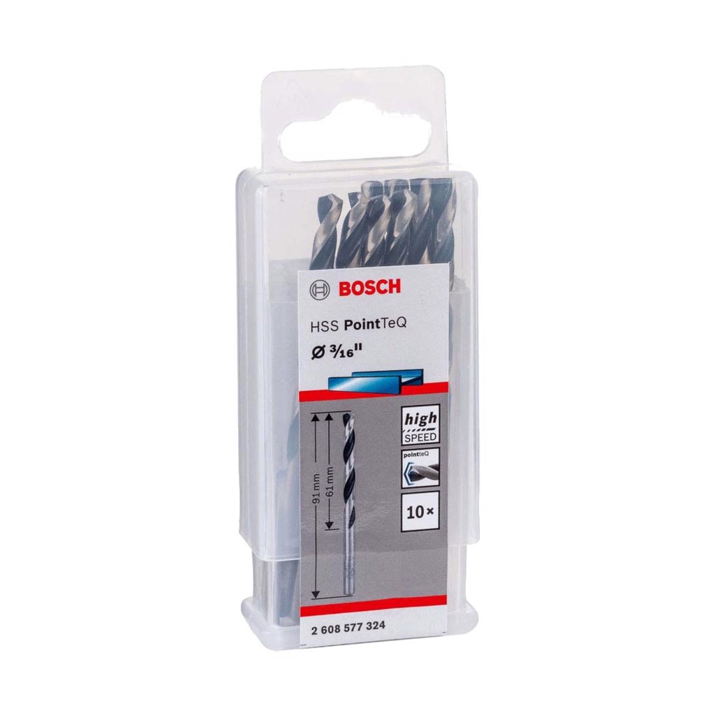 Broca Metal Aço Rápido HSS-PointTeQ 3/16″ Cx com 10 Und Bosch Broca Metal Aço Rápido HSS-PointTeQ 3/16″ Cx com 10 Und Bosch