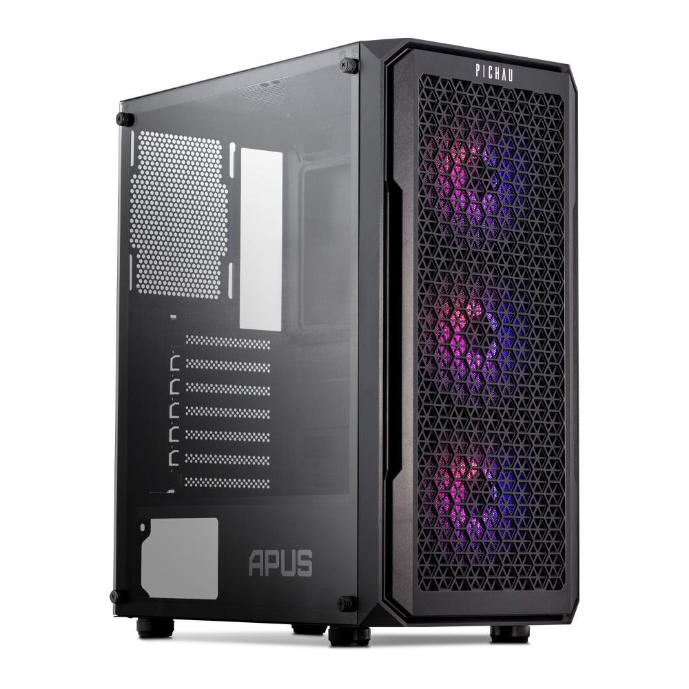 Gabinete Gamer Pichau Apus RGB, Mid-Tower, Lateral de Vidro Temperado, 3 Fans, Preto, PG-APS-RGB01 Gabinete Gamer Pichau Apus RGB, Mid-Tower, Lateral de Vidro Temperado, 3 Fans, Preto, PG-APS-RGB01