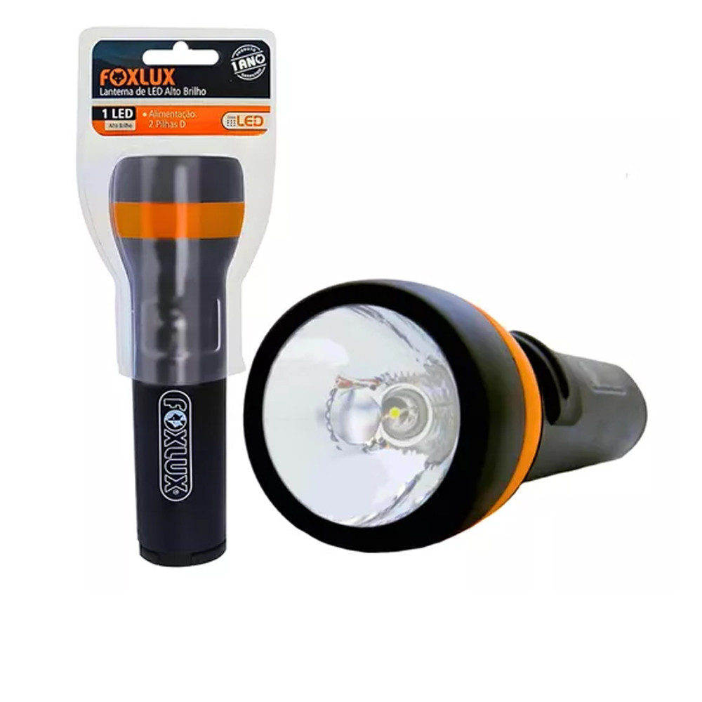 Lanterna LED Grande Foxlux 6500K Alto Brilho Função Alerta 100000h Iluminação Portátil Resistente Lanterna LED Grande Foxlux 6500K Alto Brilho Função Alerta 100000h Iluminação Portátil Resistente