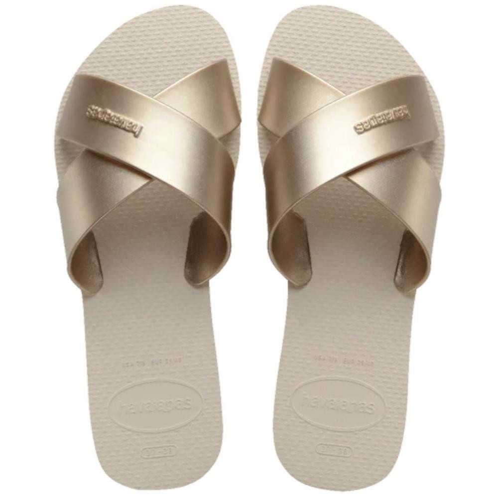 Rasteira Havaianas Aqua Metálica Feminina – Bege Rasteira Havaianas Aqua Metálica Feminina – Bege